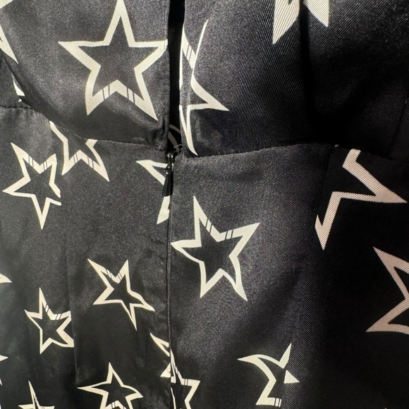 River Island Star Print Black 80's Retro Mini Dress Key hole back long sleeve - Picture 12 of 16